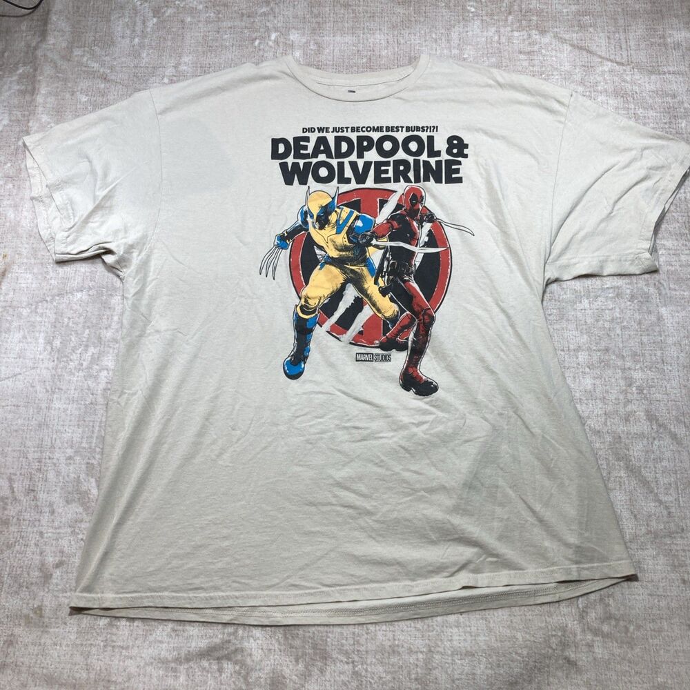 Marvel Deadpool Wolverine Best Bubs Movie Graphic T-shirt Men 2XL Beige